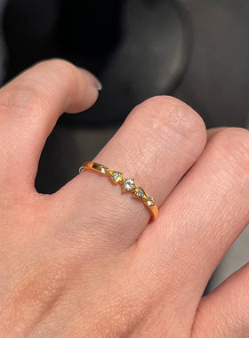 金色极简细闪素圈戒指女小众设计