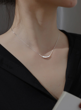 电镀S925纯银茄子女项链女锁骨链女气质高级感项链ins冷淡风设计