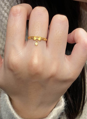 轻奢个性蝴蝶结金色戒指
