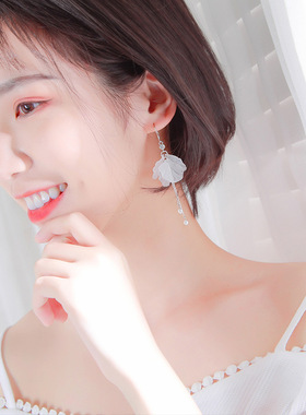 永生花珍珠耳环女长款古风仙气