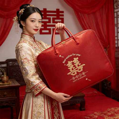 婚庆婚被包装袋陪嫁喜被结婚被子收纳袋加厚收纳袋红色喜庆包装袋 - 图1