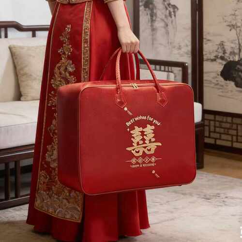 婚庆婚被包装袋陪嫁喜被结婚被子收纳袋加厚收纳袋红色喜庆包装袋 - 图2