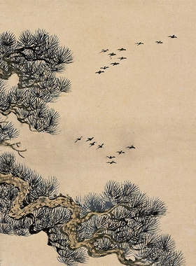 王翚夏五吟梅图清国画挂轴高清