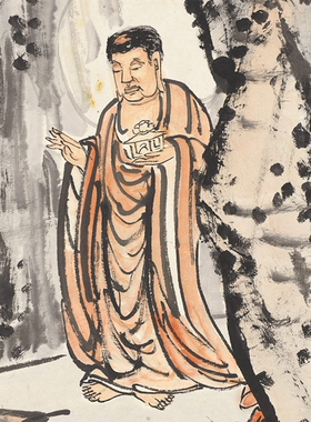 王震无量寿佛近代国画挂轴高清