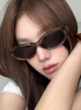 复古透灰色猫眼gm墨镜方圆脸显瘦