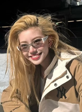 金属老钱风白腿银边透灰色墨镜