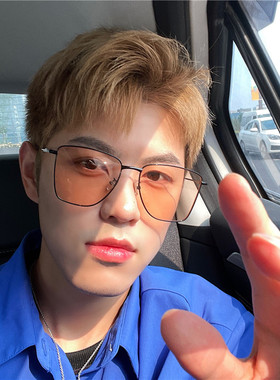 潮流百搭超大框不规则黑茶眼镜