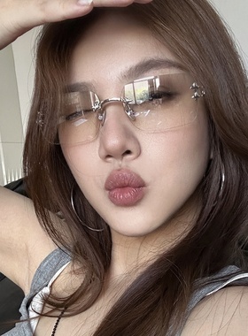 韩版新款无边框星星渐变水银墨镜