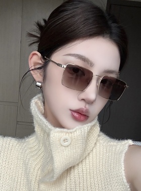 复古渐变茶欧美老钱风墨镜女显瘦