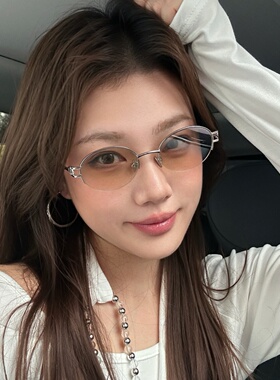 老钱风半框渐变水银显瘦防UVB镜