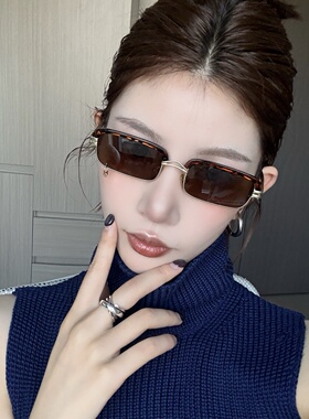 复古老钱风豹纹方圆脸显瘦墨镜女