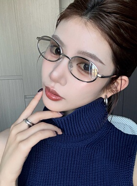 金属老钱风银框渐变水银显瘦墨镜