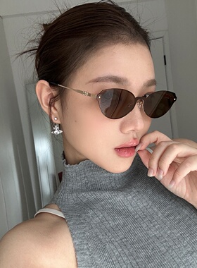 复古无框猫眼墨镜女潮金属高级