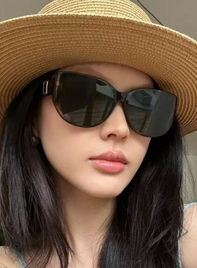 复古玳瑁猫眼大框偏光墨镜显脸小