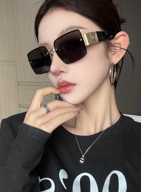 黑色无框欧美风墨镜方形显瘦女潮