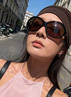 复古黑框茶色爱心大框显瘦墨镜女