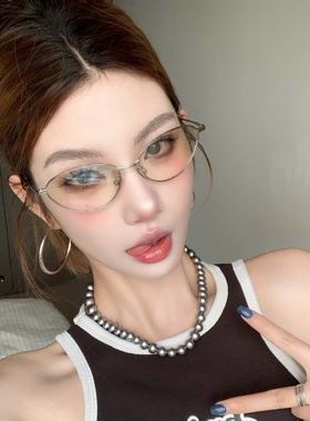 金属猫眼透明水银色氛围感墨镜女