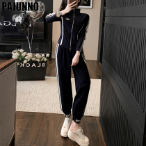 Sports Suit Women Autumn Winter 2023 New Fashion Minus-Age Fried Street Tennis Red Striped Long Sleeve Casual Wear two sets