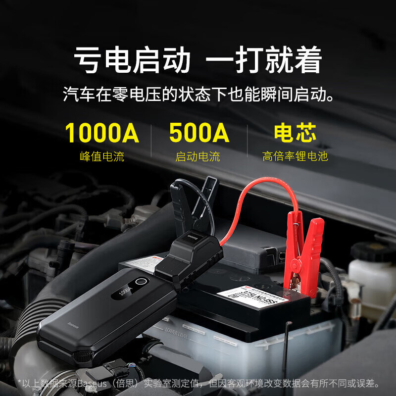 倍思应急启动电源汽车电瓶强起12V24V紧急打火充电宝搭电宝神器