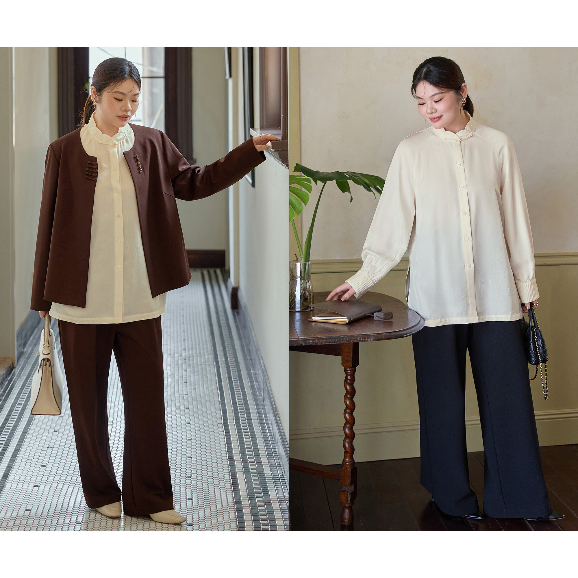 【醋酸】美丽客栈高端定制2025秋季新款大码女装立领花瓣领衬衫,淘宝优惠券,粉丝福利购,淘宝优惠卷