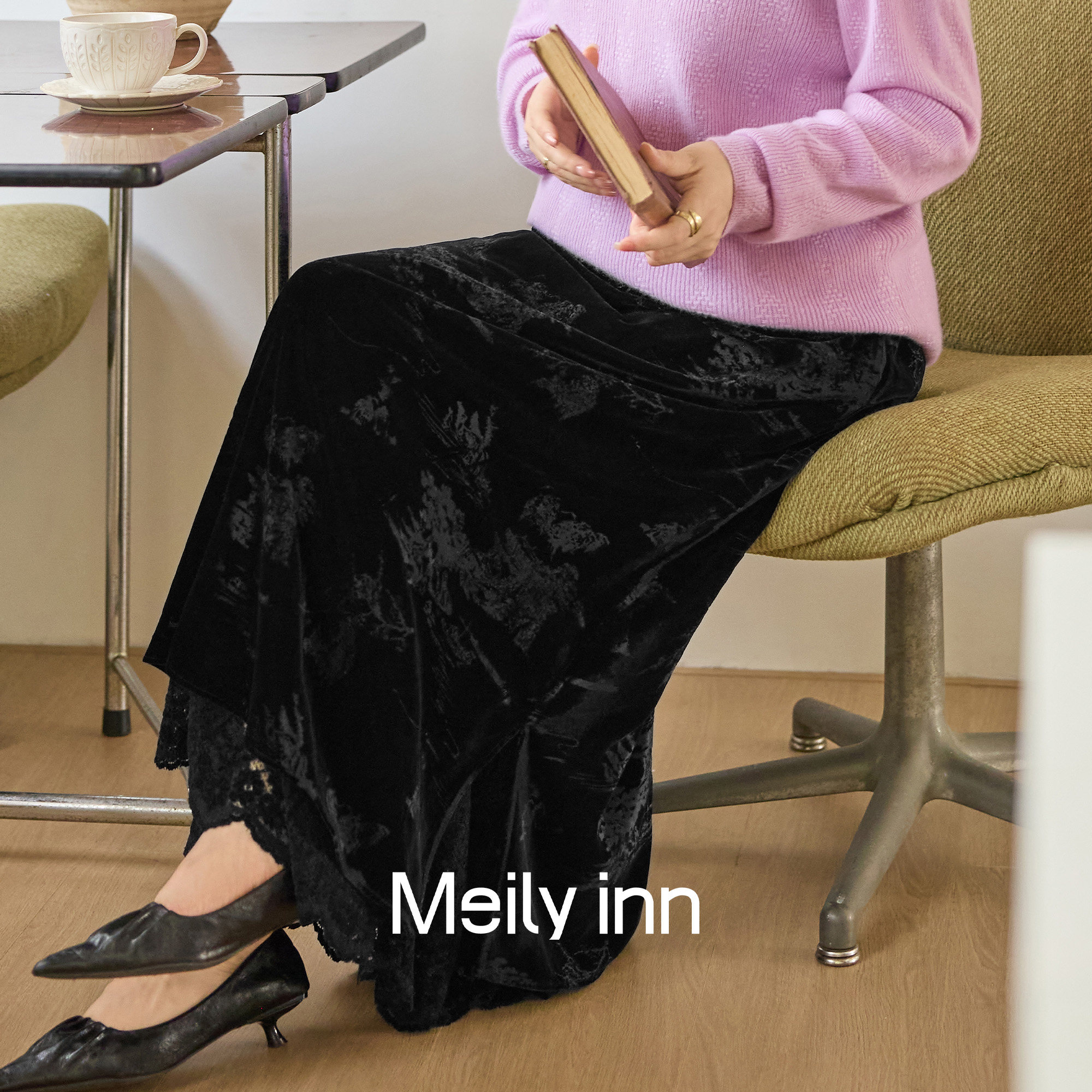 美丽客栈大码女装立体丝绒压花蕾丝半身裙2025冬新款胖mm优雅裙子,淘宝优惠券,粉丝福利购,淘宝优惠卷