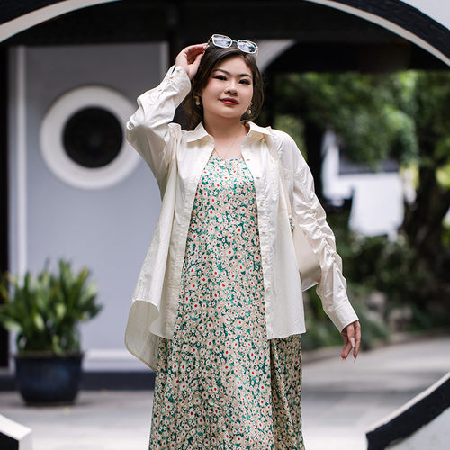 美丽客栈《慢时光》衬衫2026夏季胖MM休闲简约设计感显瘦纯色上衣 - 图2