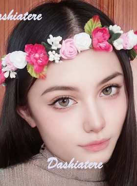 唯美风儿童结婚伴娘玫红色发箍