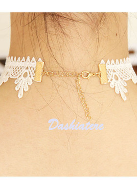 海星珍珠项链白色蕾丝锁骨链短项圈颈链女生超仙颈饰美人鱼配饰品