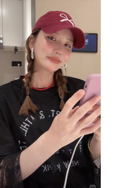 智英欧尼同款 红色粉色红珠项链