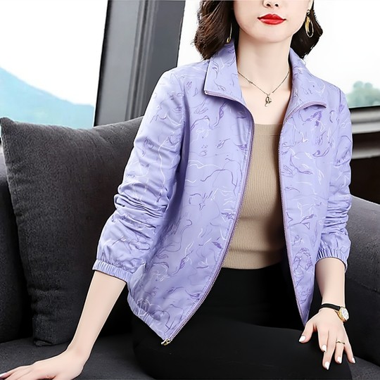 中老年2025春装女装妈妈装薄款女士上衣风衣长袖加里POLO休闲外套