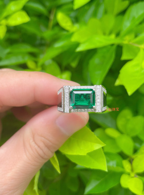 18k白金蓝宝石戒指男镶嵌蓝宝石男士指环食指pt950铂金活口戒指潮