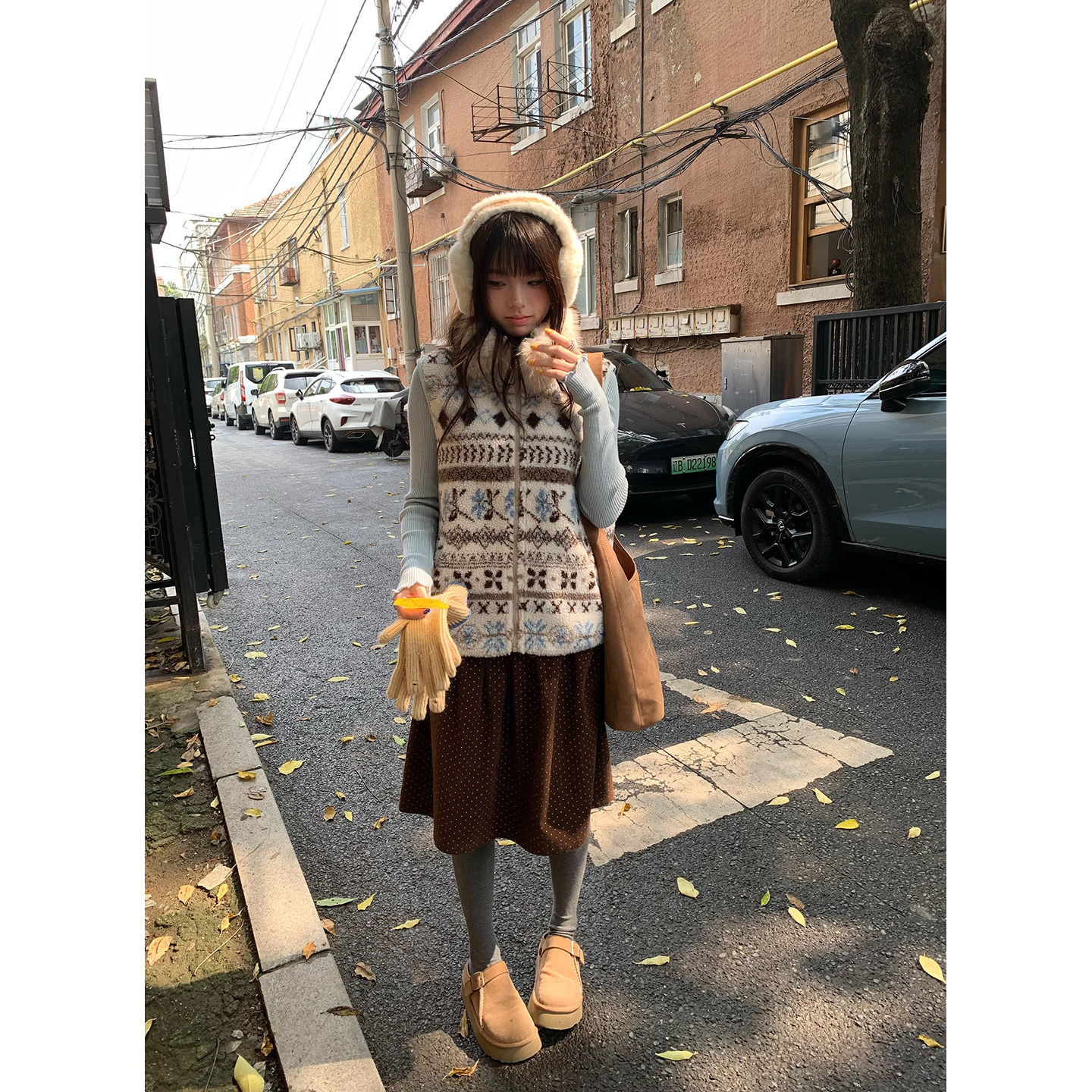 荒荒家费尔岛毛领马甲背心2025冬季新款复古学院毛绒茸无袖外套女,淘宝优惠券,粉丝福利购,淘宝优惠卷