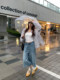 Huanghuangjia American cropped jeans ສີຟ້າ