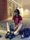 Huanghuangjia American cropped jeans ສີຟ້າ