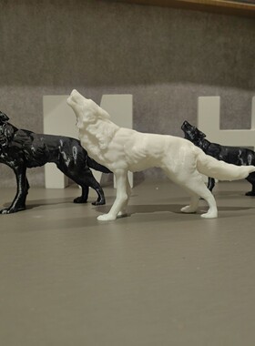 狼月下北极恶狗哮天犬盆景造动物微景观摆件观园林摆件装饰品树脂