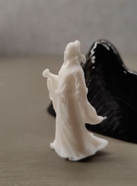 微型古人古风摆件树脂白模李白杜甫人物书房新中式桌面卧室摆件