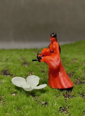 微型采花美女侍古代江湖人物小树脂缩物模型桌面微摆件景观造鱼缸
