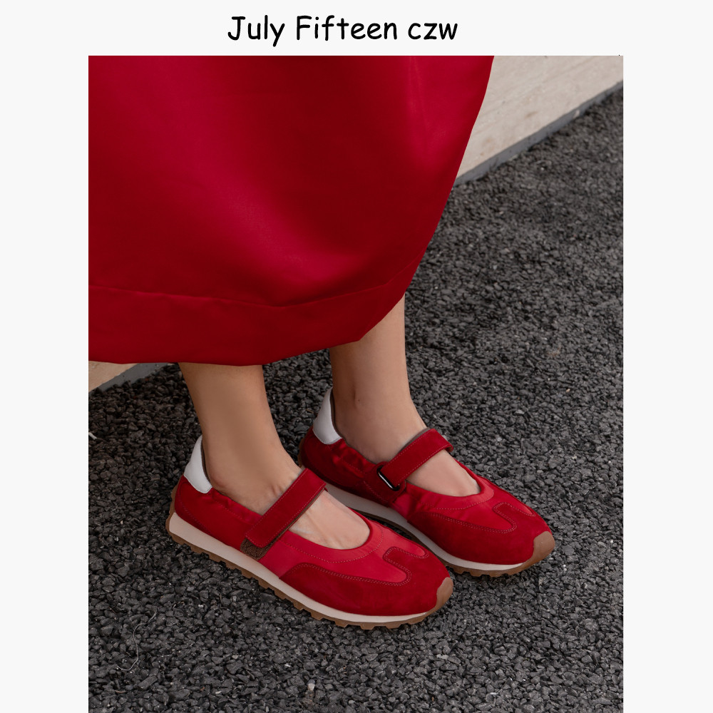 2026新款羊翻皮拼色玛丽珍运动鞋女休闲芭蕾舞鞋平底魔术贴德训鞋,淘宝优惠券,粉丝福利购,淘宝优惠卷