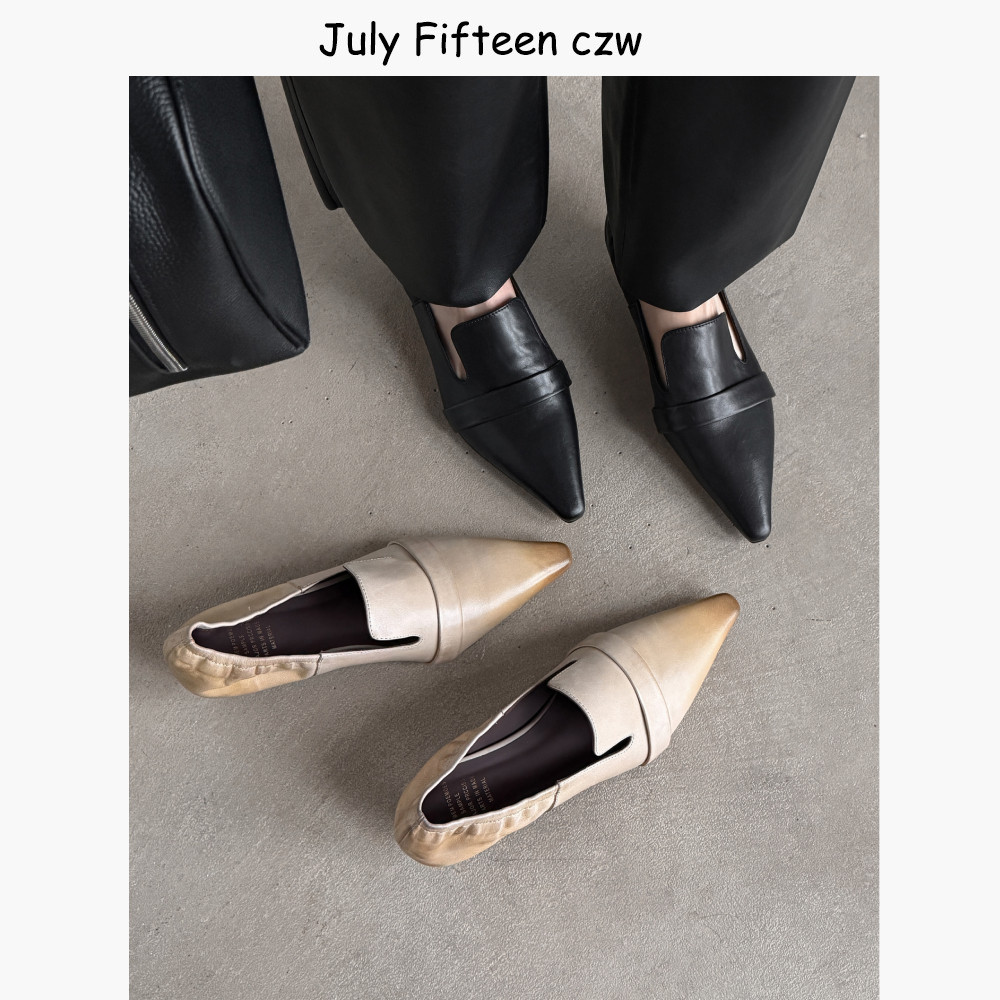 头层牛皮轻奢风尖头3.5cm猫跟乐福鞋女2026春季新款气质单鞋通勤,淘宝优惠券,粉丝福利购,淘宝优惠卷