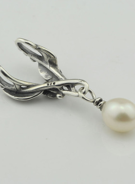 毕亨特珍珠吊坠皮绳银饰品