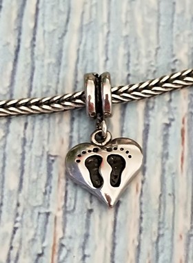 毕亨特 316不锈钢 脚印吊坠 手链串坠