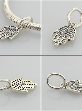 纯银爱心四叶草玫瑰金手链串吊坠