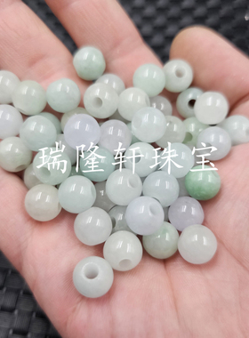 翠玉巴山料圆珠玉石散珠豆白色