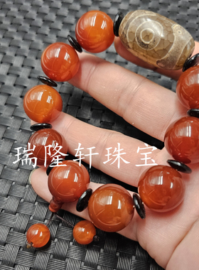 藏式三眼天珠路路通玉石手链