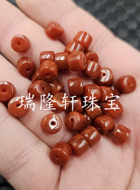 盐源玛瑙老型珠玉石散珠南红色