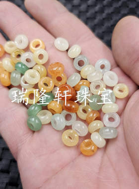 新疆石英岩玉大孔平安扣玉石散珠