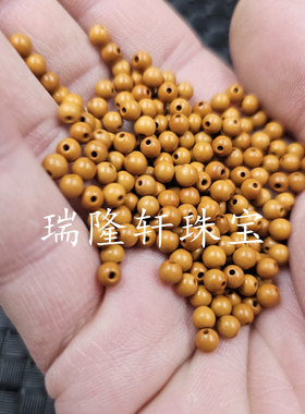 4毫米橄榄核圆珠散珠黄色木