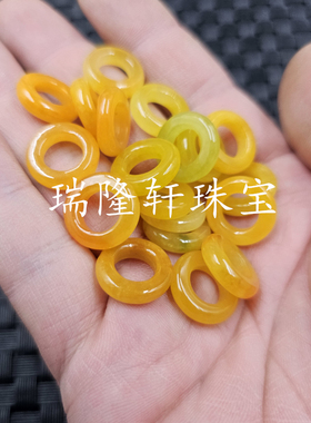 翡翠玉黄斐大孔玉扣圆环玉石散珠