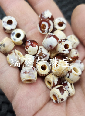红白玛瑙大孔老型珠玉石散珠