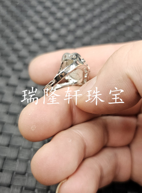 台湾碧玉蛋面玉石戒指菠菜绿